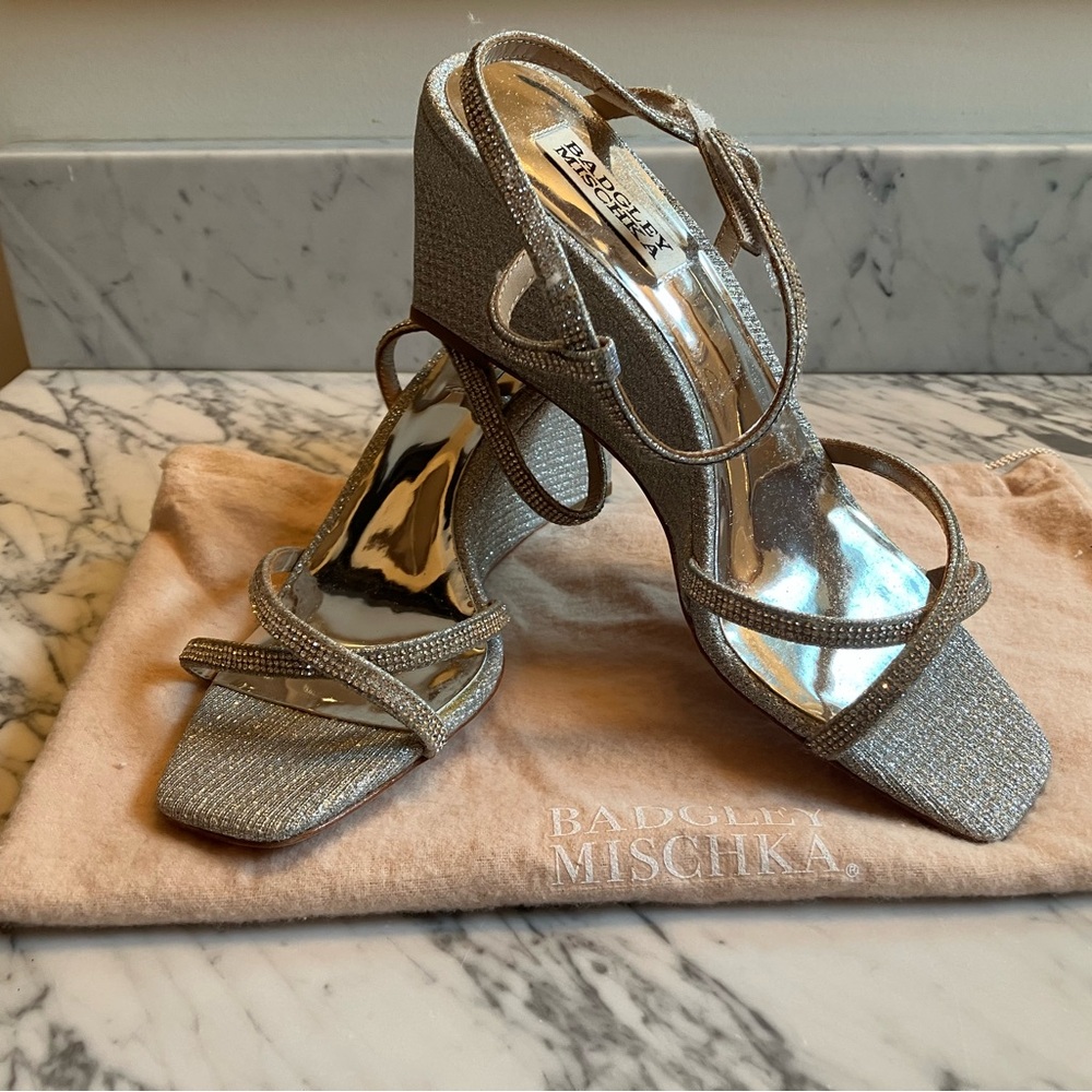 Badgley Mischka Glittering Silver Heels